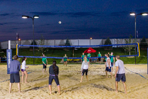 Players on the courts of Gastropub Volleyball